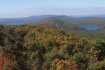 The panorama from Catfish Fire Tower, looking east toward Fairview Lake and Long Pine Pond.