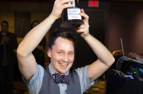 Vincent Miezejewski, winner of the third annual Iron Shaker cocktail competition,