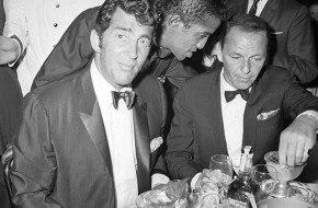 Frank Sinatra parties hearty in Hollywood with Rat Pack pals Dean Martin, left, and Sammy Davis Jr., 1961. Two decades later, Sinatra ran afoul of Jersey authorities when he and Dino hit the blackjack table at the Golden Nugget in Atlantic City.