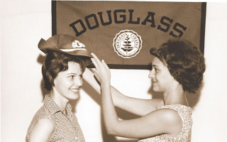 A Douglass freshman wearing a traditional dink hat, circa 1965.
