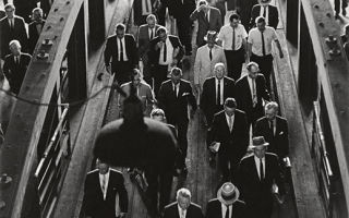 Commuters board the Hoboken Ferry, 1963.