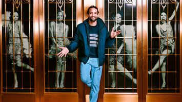 Savion Glover takes a breather from rehearsals for the new Broadway show Shuffle Along at the Music Box Theatre. Glover is choreographing the revival of the 1920s-era musical.