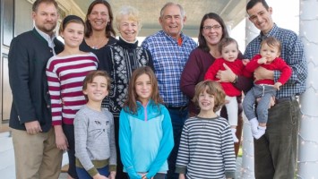 The Mount family. The adults, from left: Mike Hanewald, his wife, Reuwai Mount Hanewald, Reuwai's parents, Pam and Gary Mount, Reuwai's younger sister, Tannwen Mount and Tannwen's husband, Jim Washburn. The children, from left: Maya, twins Sasha and Tess Hanewald, Becket Washburn and twins Hadley and Clayton Washburn. Photo: courtesy Reuwai Hanewald.