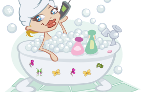 illustration of woman in bathtub