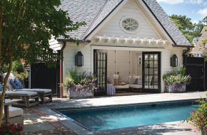 The pool house is a popular "flophouse" for the family as well as neighborhood kids.