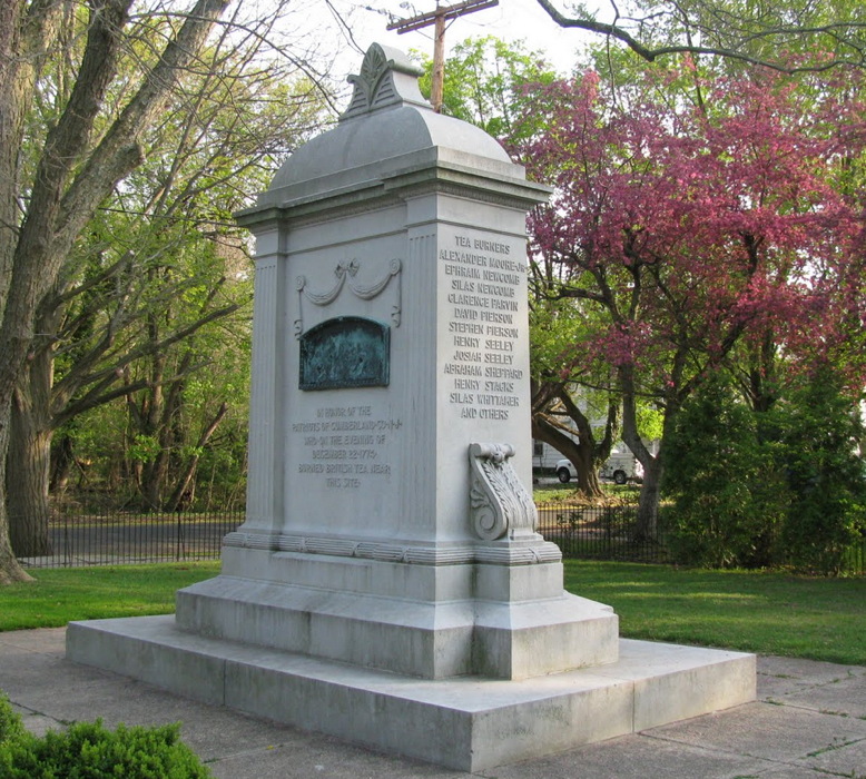 In 1908, the Cumberland County Historical Society erected a monument to commemorate the Greenwich Tea Party.