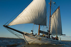 The schooner A.J. Meerwald sails the Delaware Bay off its home port in Bivalve.