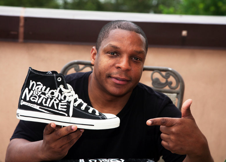East Orange native and Public Enemy member Vin Rock poses with the new sneaker. 
