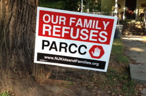 An anti-PARCC sign adorns a lawn in Montclair.