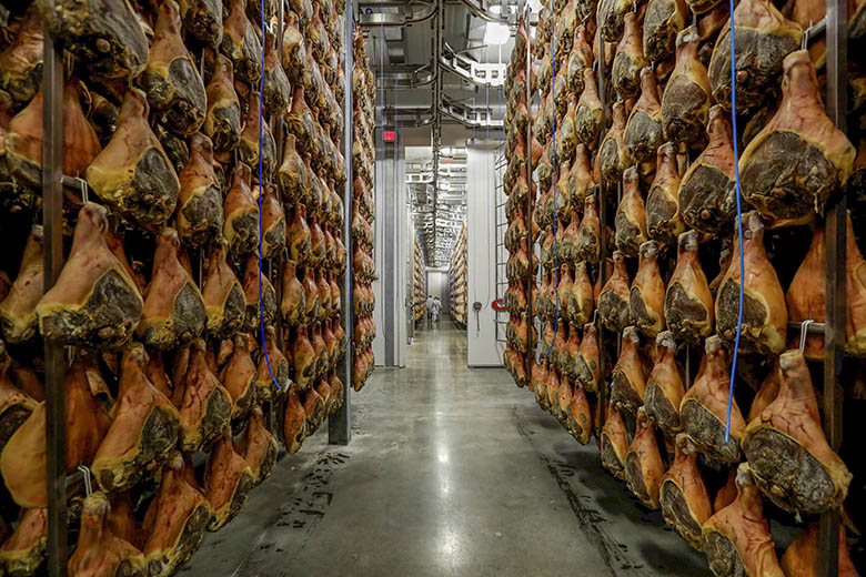 Hams aging in the Beretta facility in Mount Olive. Photo: Courtesty Fratelli Beretta