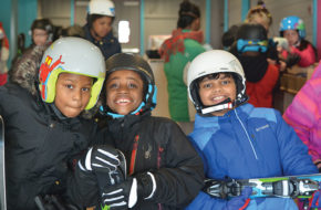 Spirits soar for a trio of last winter's campers at the National Winter Activity Center at the old Hidden Valley Ski Resort in Vernon.