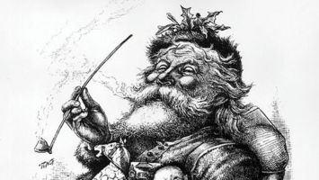 Thomas Nast's 1880s version of the rotund, bearded and benevolent Santa Clause.