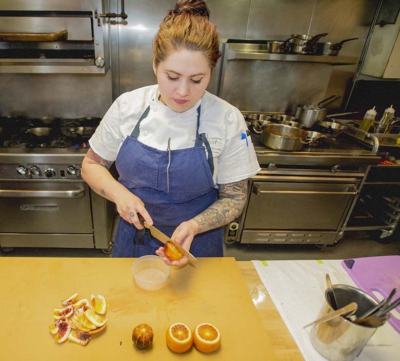Chef Martyna Krowicka at work at Restaurant Latour at the Crystal Springs Resort in Sussex County. Photo: Rob Yaskovic