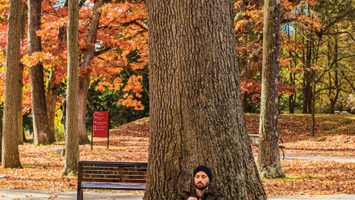 A student at the New Jersey Center for Mindful Awareness meditates on the Ramapo campus.