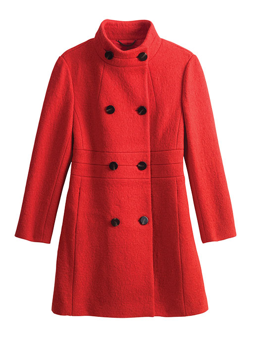 Color and texture rule on this boucle woolblend coat, $228 at anntaylor.com.