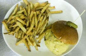 The winter special Bistro Burger at Drew's Bayshore Bistro in Keyport, NJ, at the north end of the Jersey Shore.