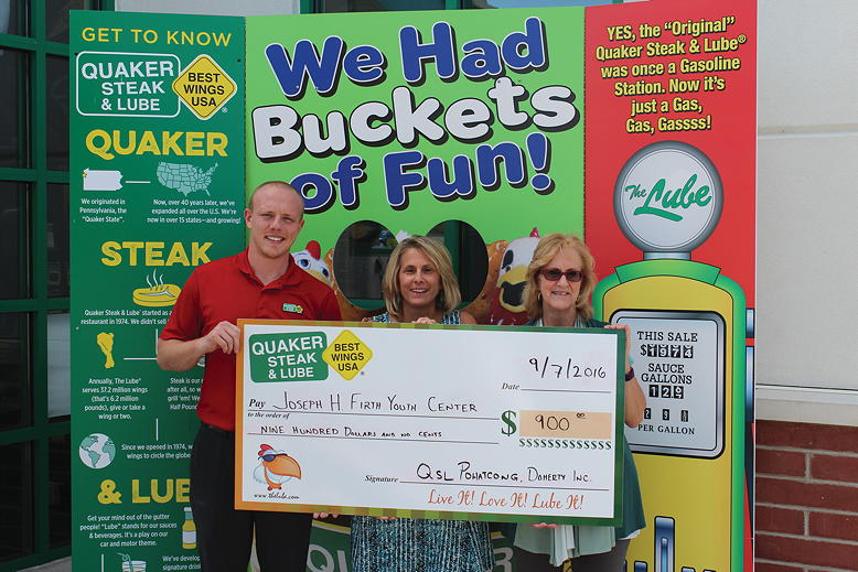 Quaker Steak & Lube in Pohatcong presents check.