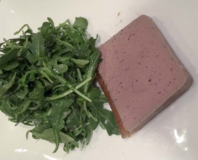 Truffled chicken mousse with arugula salad at O Bistro Francais in Red Bank. Photo: Andrea Clurfeld