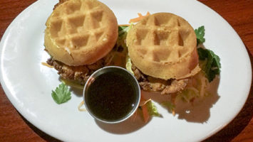 Mini-chicken and waffles at the new Kingwood Tavern in Kingwood, Hunterdon County, New Jersey