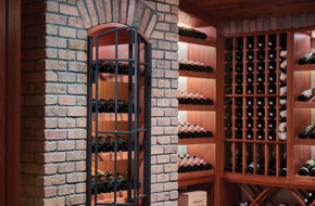 The 600-square-foot cellar features a mahogany vaulted ceiling crafted to mimic wine barrels.