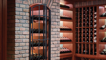 The 600-square-foot cellar features a mahogany vaulted ceiling crafted to mimic wine barrels.