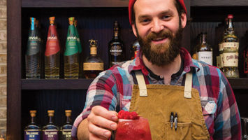 Bernard O'Connell, bar manager of the Dillinger Room in New Brunswick, proffers a Raspberry Beret.