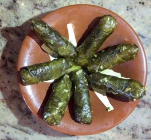 Stuffed grape leaves at Headquarters Sannine Lebanese restaurant in North Brunswick, New Jersey