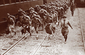 American troops en route to France from Camp Merritt during World War I.