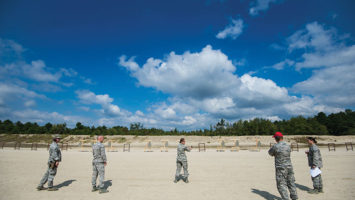 Air National Guard trainees take aim on the 20,000-acre Range Complex Training Facility at Joint Base McGuire-Dix-Lakehurst. The more than 60 ranges on the joint base are used for pistol, rifle, machine-gun and grenade-launcher training.
