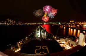 Aboard Battleship New Jersey, families can view the New Year's Eve fireworks show on the Delaware.