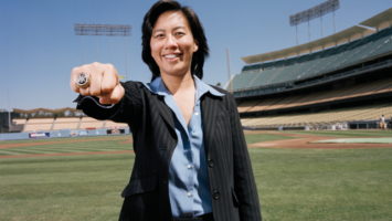 Kim Ng shows off the World Series ring she won with the Yankees in 1998. Today, Ng is baseball's highest ranking female executive.
