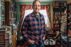 Dr. Frederick Lepore's home in Princeton brims with books, and even a jar of preserved brains (on window ledge) although not Albert Einstein's.