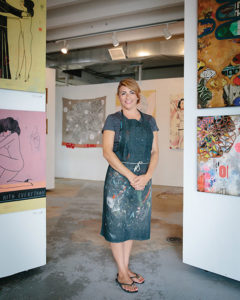 Mixed-media collage artist Jill Ricci, who co-owns Parlor Gallery.