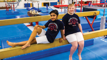 Special Olympians Rhea Alathur, left, of Monroe, and Morgan Hulteen of Neptune, train at the Schafer Sports Center in Ewing.