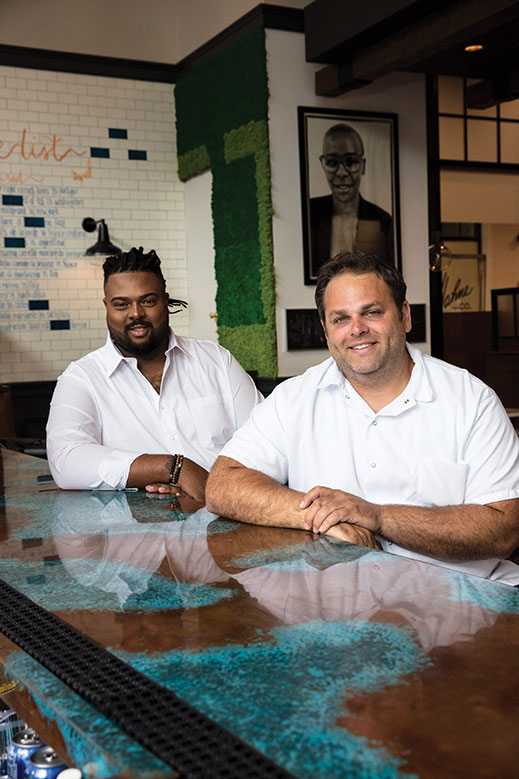 General manager Christopher Keys, left, and executive chef James Bowen at the bar.