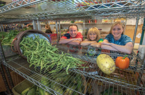 Bob and Michelle Swisher with daughter Maura at the Lunch Break food bank in Red Bank.