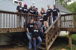 Volunteers with the Community Hope project who help create affordable housing for veterans.