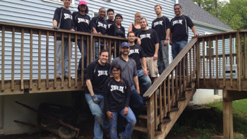 Volunteers with the Community Hope project who help create affordable housing for veterans.