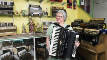 Joanna Darrow has picked up where her late husband left off, teaching their favorite instrument at Acme Accordion School. “It breathes,” she says of the once-trendy squeezebox.