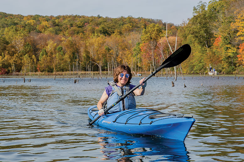 Jennifer Rizzo brought her own kayak to the Monksville Reservoir outing. She also enjoys Kayak East's D&R Canal tour.