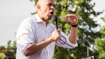 Senator Cory Booker speaks at the "Linking Together: March to Save Our Care" Rally at the U.S. Capitol on June 28, 2017.