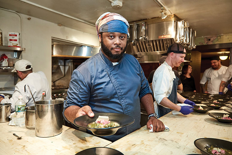 At the Beard House’s Waste Not dinner, Kwame Williams prepared Jamaican pepperpot—a traditional meat and vegetable soup “that is a great way to make use of leftovers.”