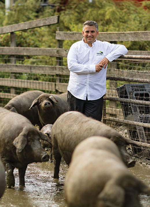 “It’s not all about money,” says Rodrigo Duarte of the purebred alentejano pigs he raises on his farm. “I want to show people here what good food is about.”