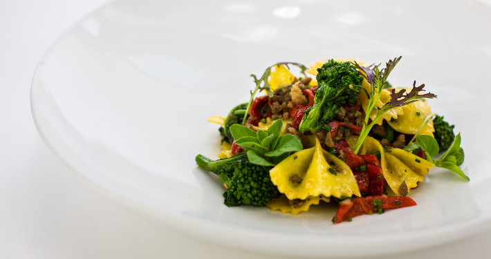 A pasta and vegetable dish at Mistral in Princeton.