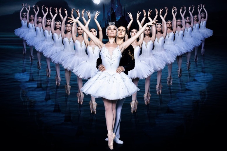 Ballet dancers performing in "Swan Lake."