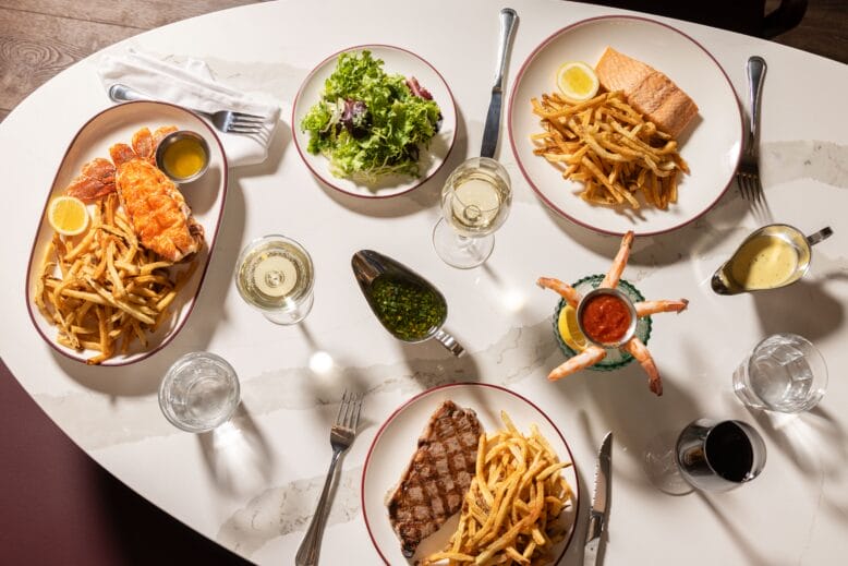 Assorted dishes at Chez Frites in Atlantic City, New Jersey