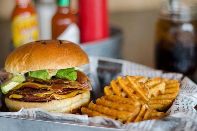 Burger and fries at Committed Pig in Morristown, New Jersey