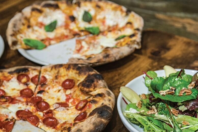 Pizza and salad at Razza in Jersey City, New Jersey