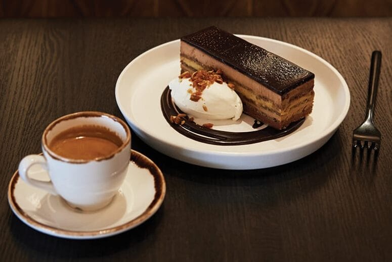 Pumpkin opera cake at the Saint Clair in Montclair, New Jersey