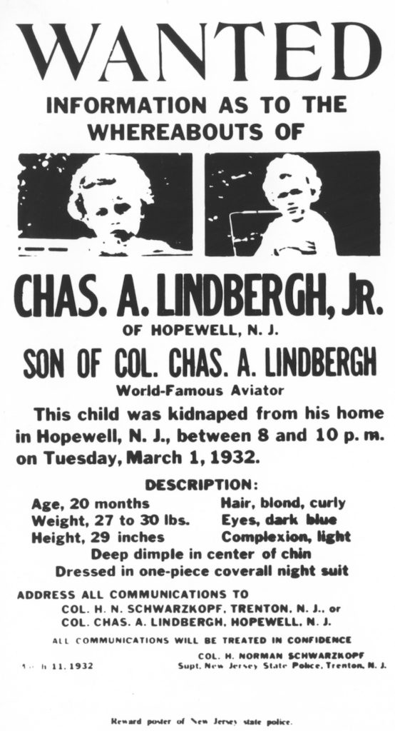 Wanted posted for kidnapping of Charles Lindbergh Jr.